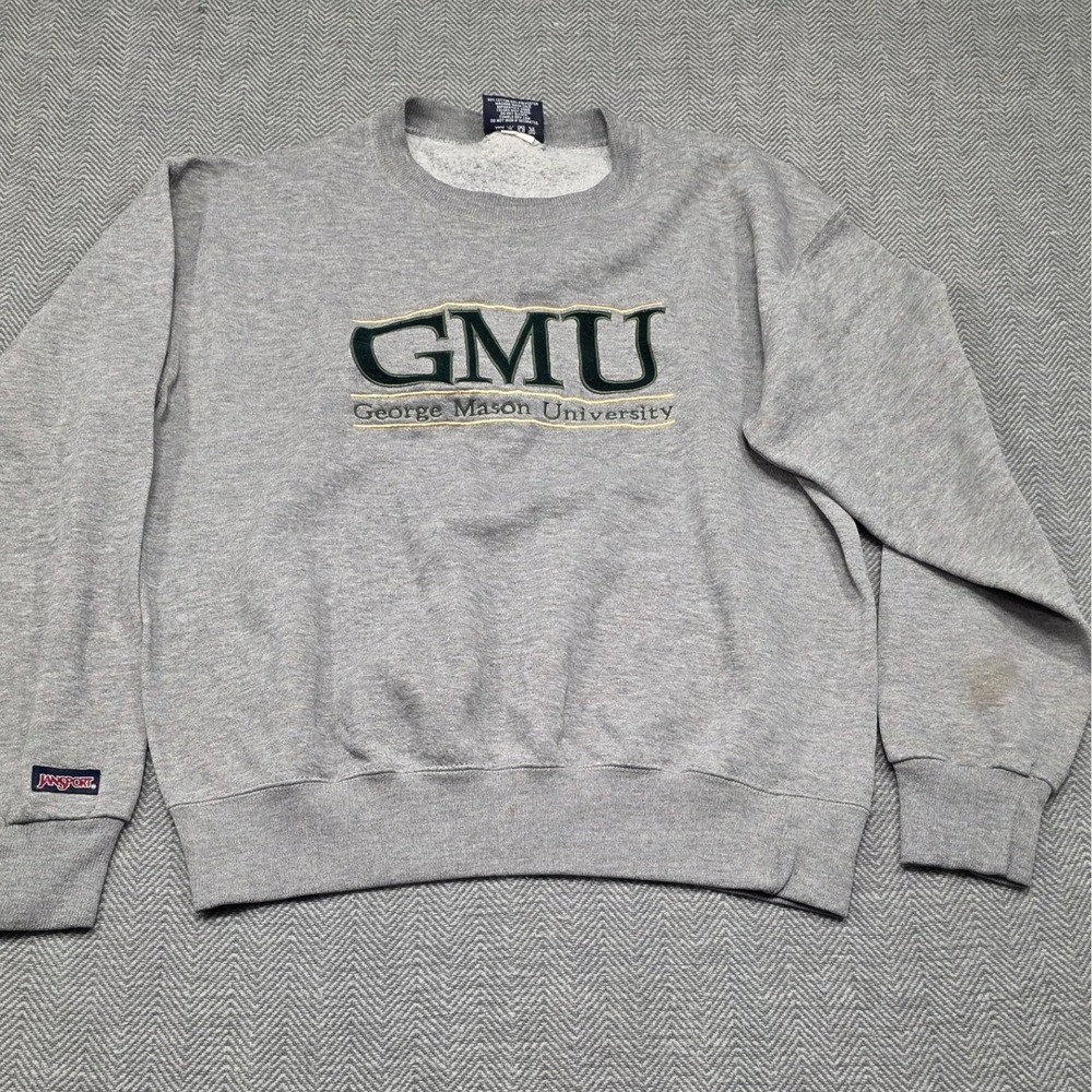 Vintage Jansport George Mason University‎ GMU Sweatshirt Gray Mens Medium USA